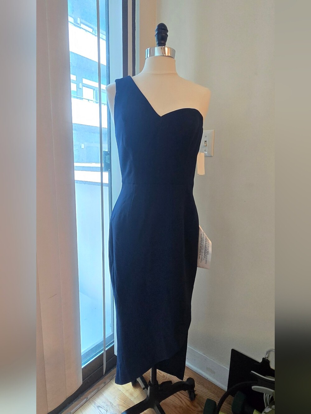 Dress The Population Magnolia Asymmetric Dress Navy Blue Size S